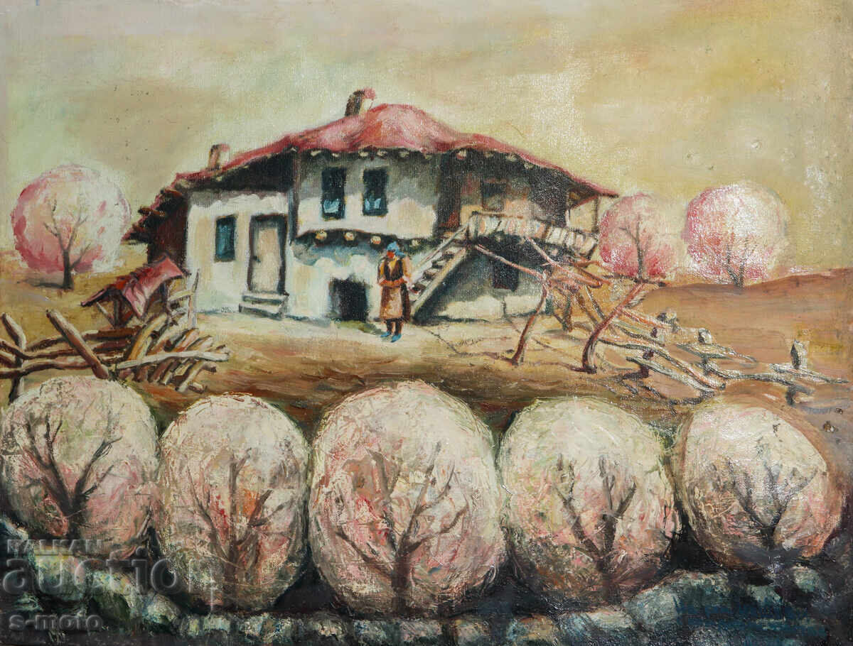 Παλιός ελαιογραφία αγροτικό τοπίο - 6 Παλιός ελαιογραφία αγροτικό τοπίο - 6