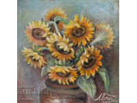 Oil painting still life with flowers