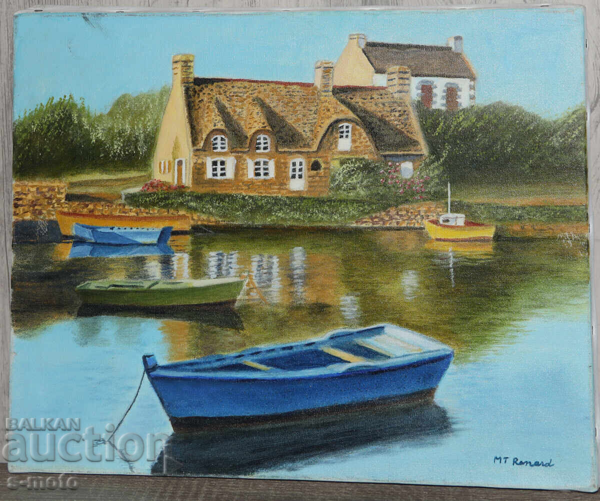 Oil painting river landscape with price 300.00 BGN | € 153.39