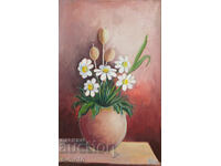 Oil painting still life with flowers