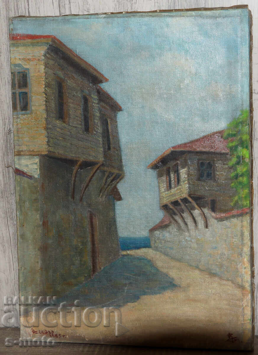 Oil painting landscape from Nessebar 1965 with price 450.00 BGN | € 230.08