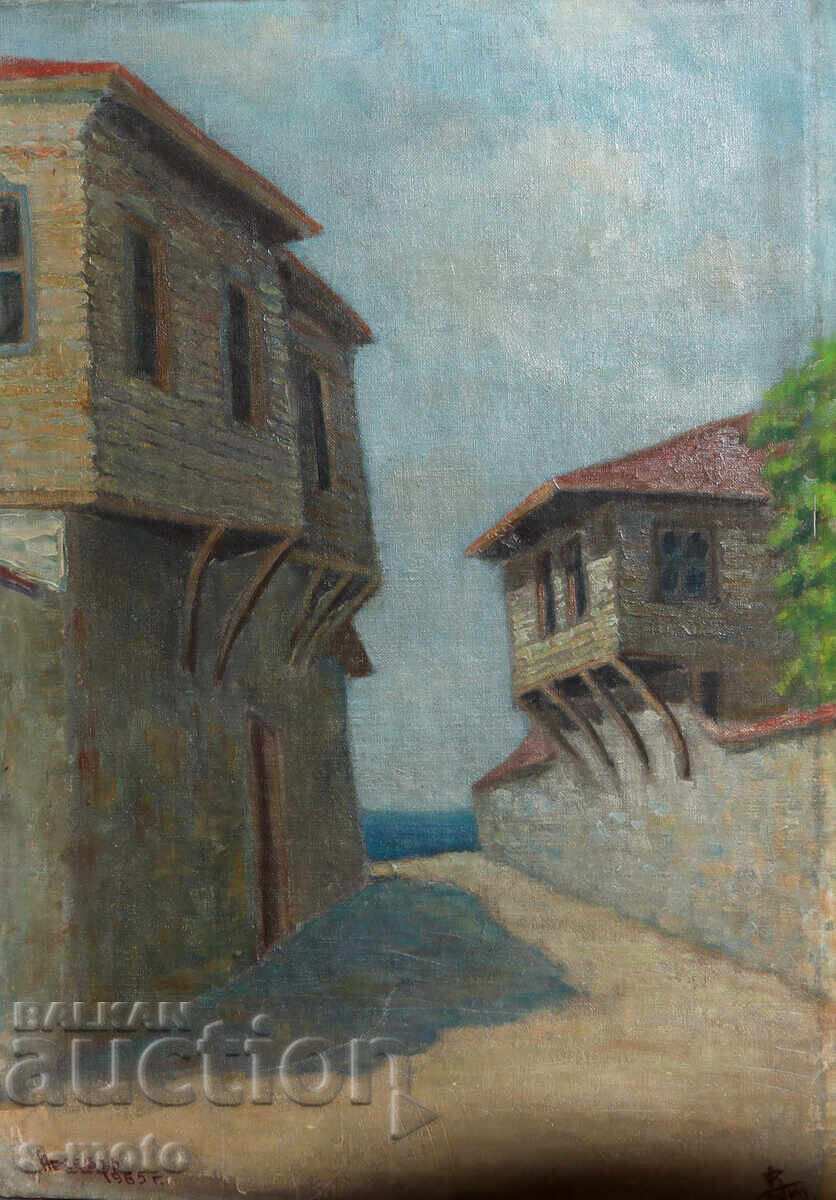 Auction  Oil painting landscape from Nessebar 1965