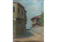 Oil painting landscape from Nessebar 1965