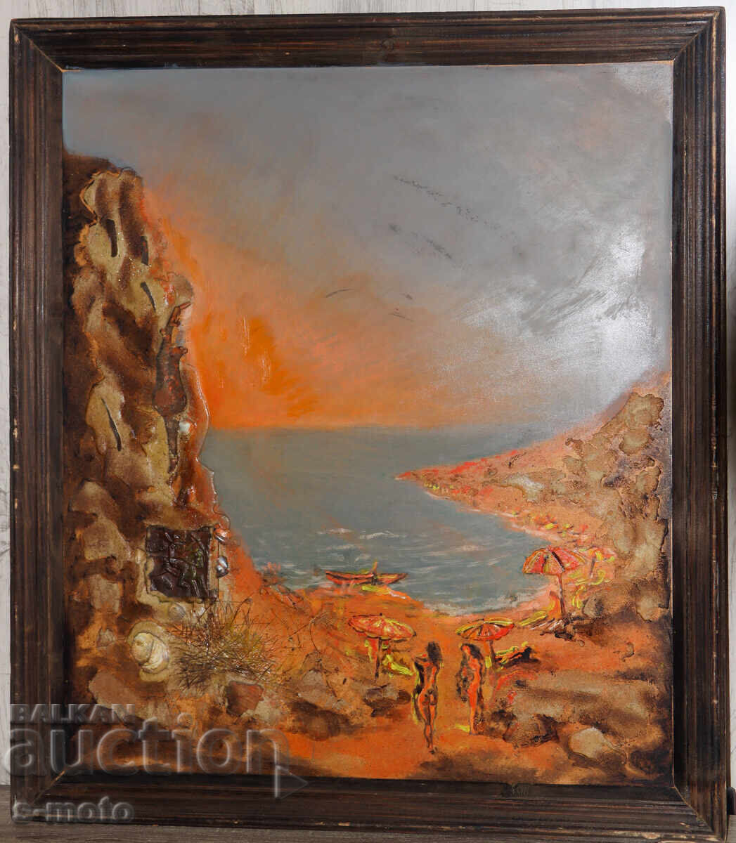 Картина маслени бои колаж 1988 с цена 550.00 лв. | € 281.21 Картина маслени бои колаж 1988 с цена 550.00 лв. | € 281.21