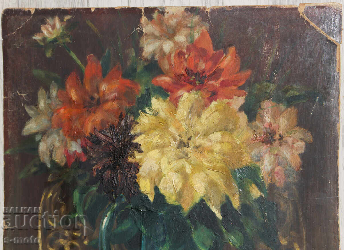 Delivery of Old painting from 1941, oil on canvas, still life