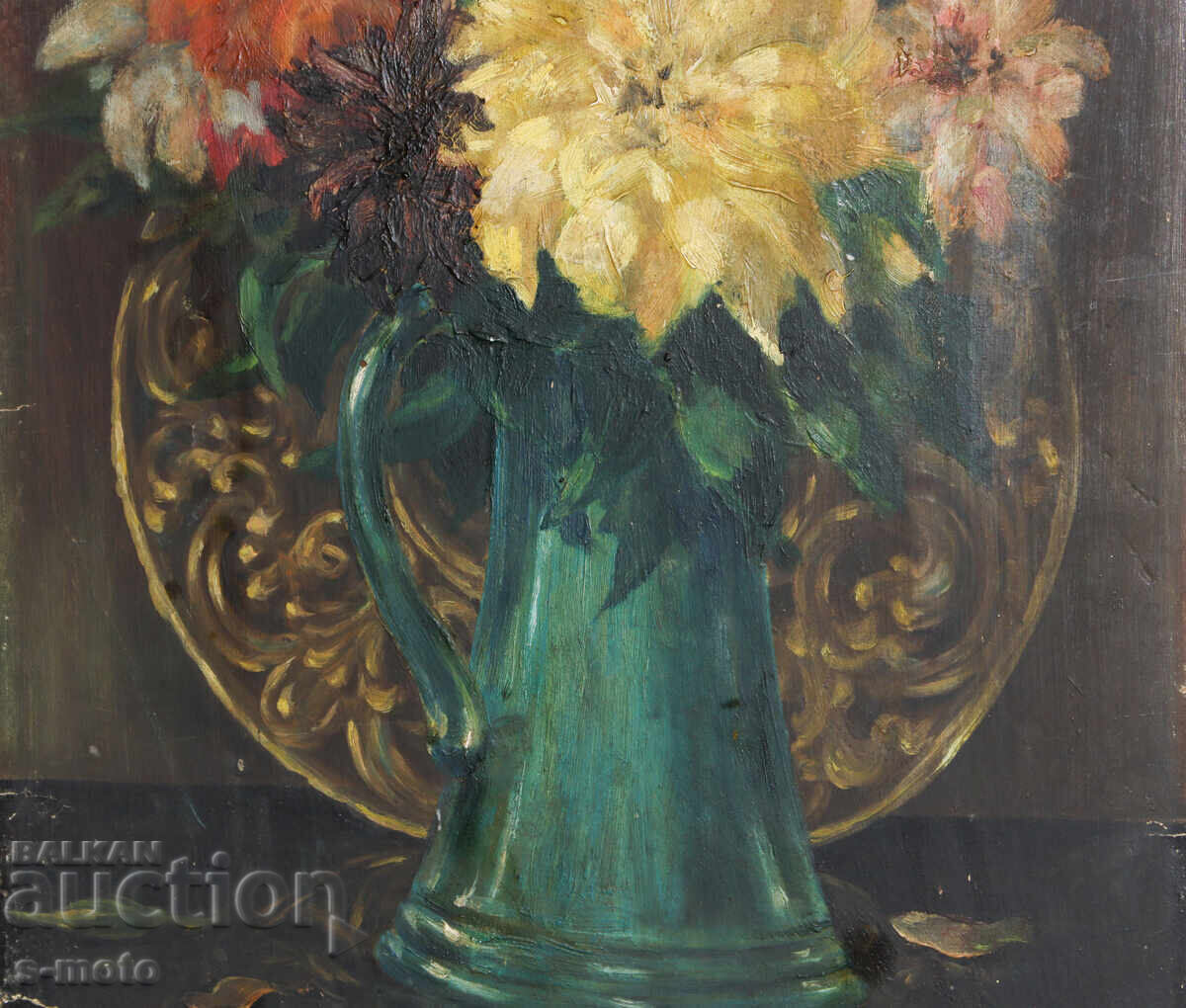 Old painting from 1941, oil on canvas, still life - 5