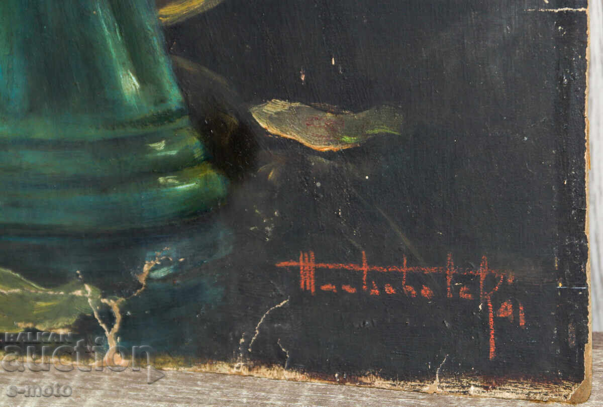 Old painting from 1941, oil on canvas, still life - 7