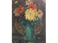 Old painting from 1941, oil on canvas, still life