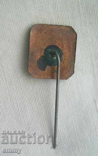 Аукцион Царство България стара значка, знак - ски, скиор. Емайл