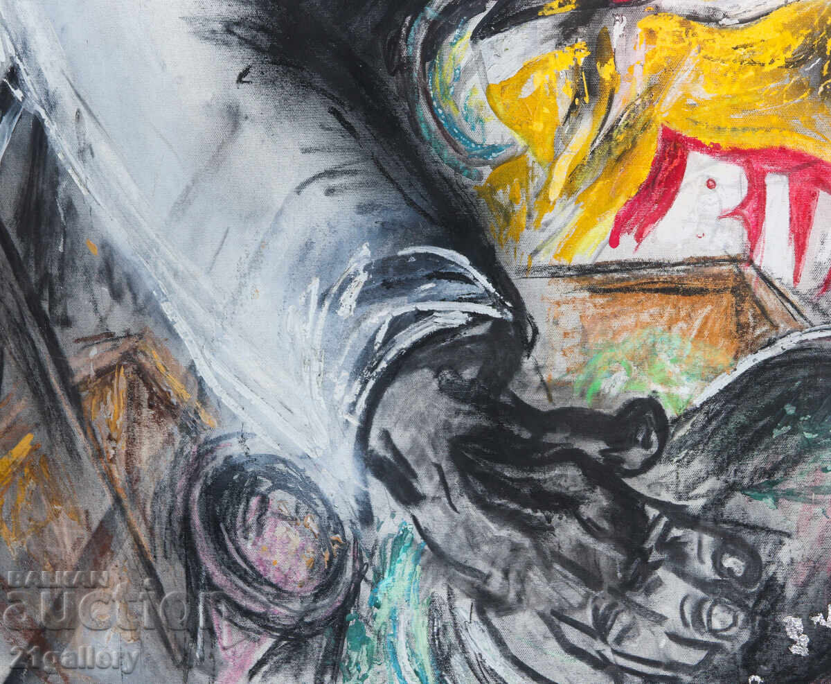 Lyuben Stoev (1939–2016) painting mixed media portrait - 5 Lyuben Stoev (1939–2016) painting mixed media portrait - 5