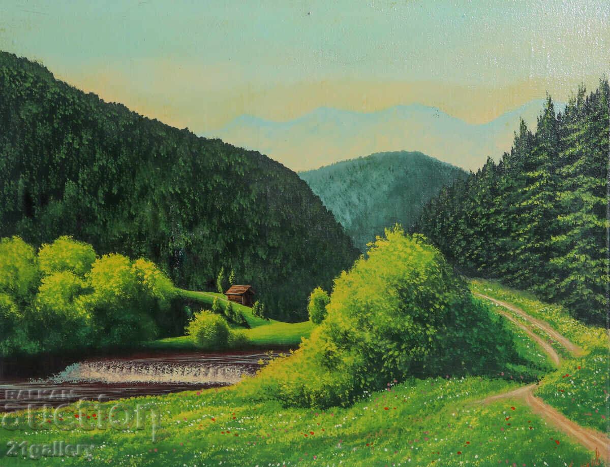 Auction  Oil painting mountain landscape