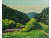 Pictură în ulei peisaj montan