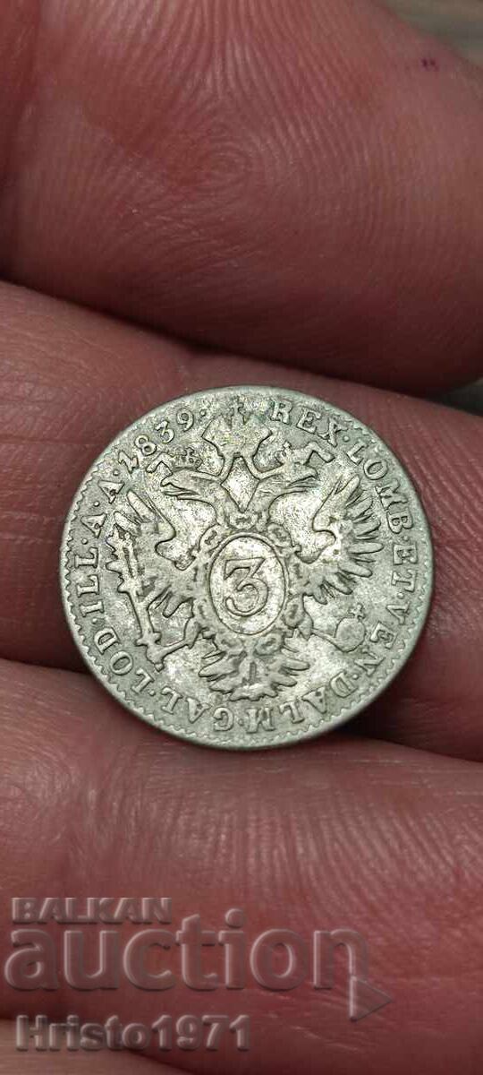 3 Kreuzer 1839