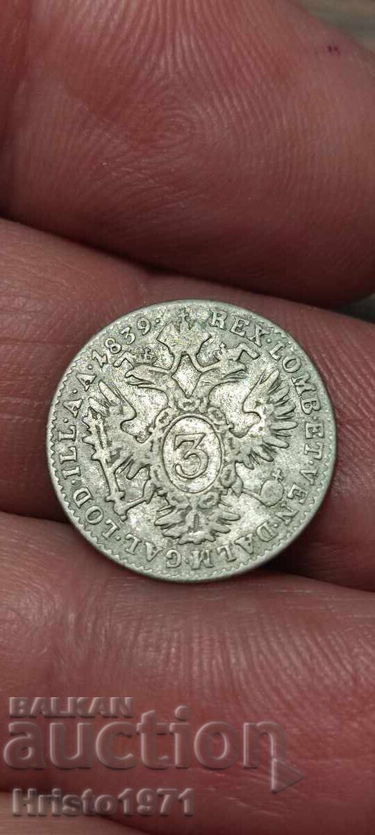 3 Kreuzer 1839