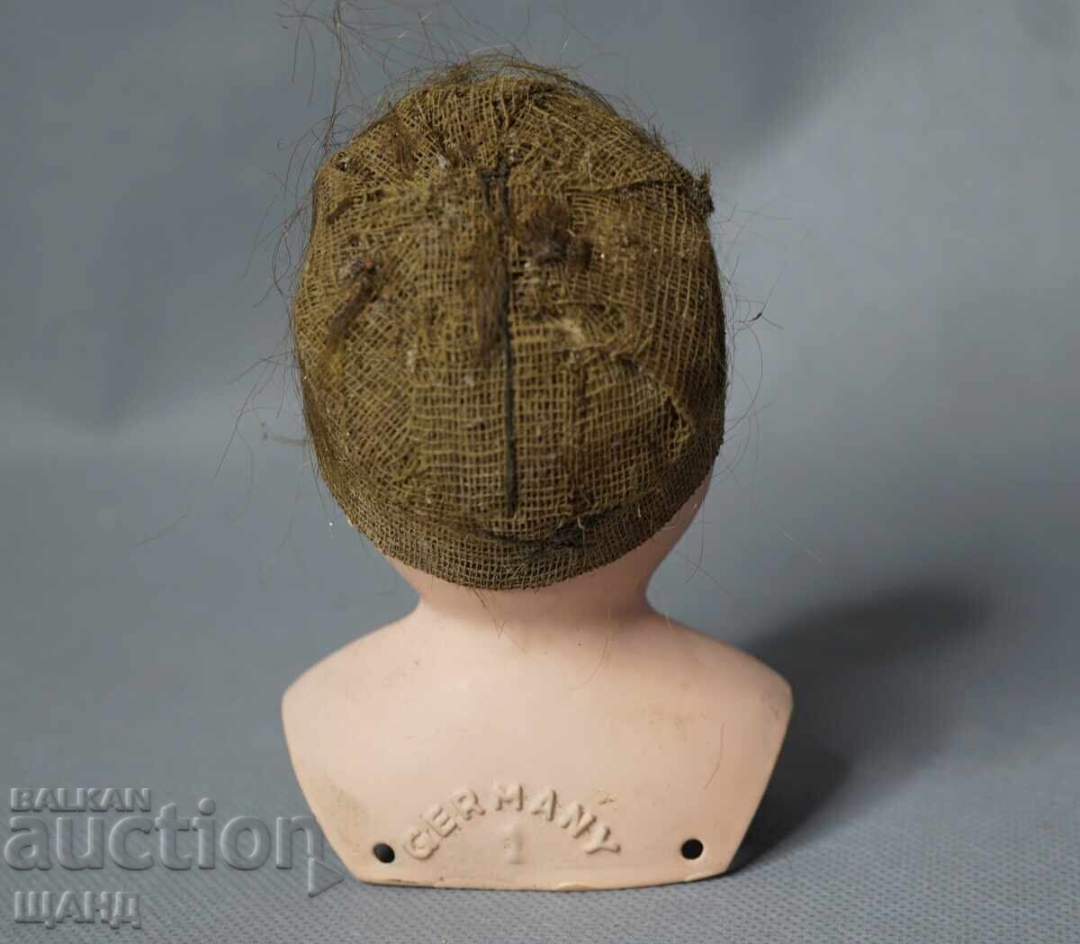 Licitație MINERVA Veche Jucărie Germană Păpușă Cap cu Ochi de Sticlă