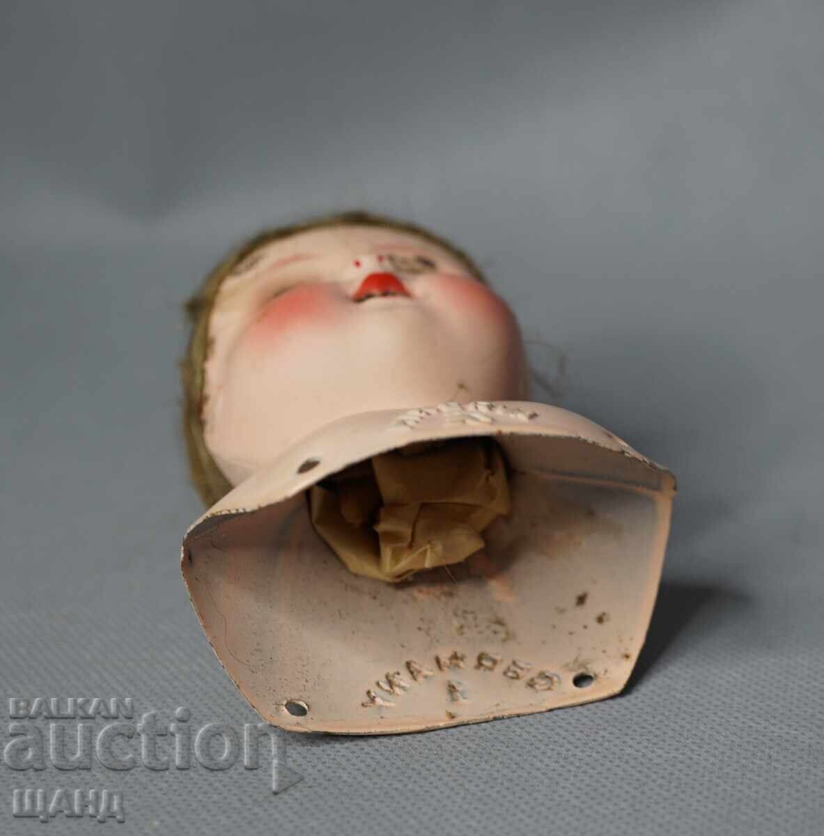 Livrarea MINERVA Veche Jucărie Germană Păpușă Cap cu Ochi de Sticlă