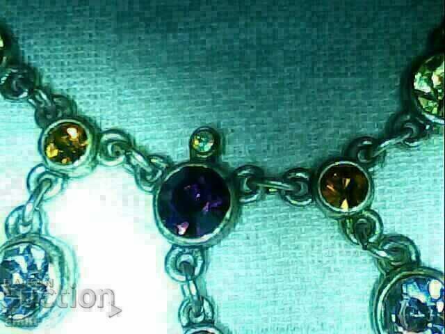 old authentic necklace silver plated on A/C with real crystals - 5