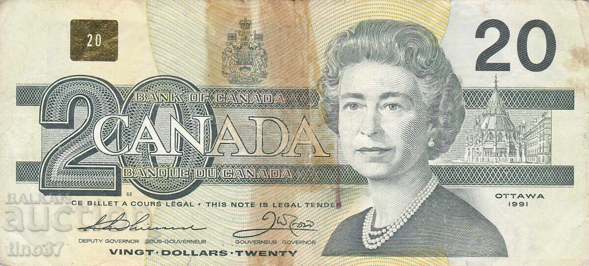 tino37 - CANADA - 20 DOLLARS - 1991 - WITH STICKER with price 7.90 BGN | € 4.04