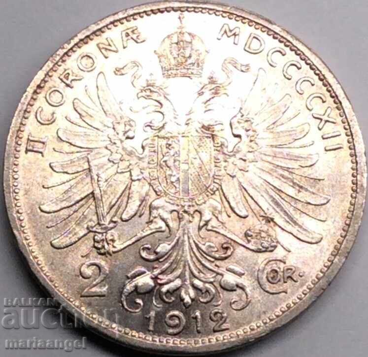 2 coroane 1912 Austria Patină Aurie Argint - 6