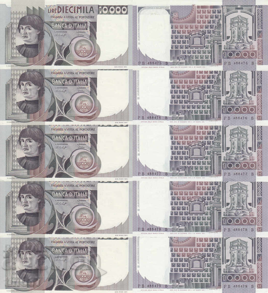 tino37 - ITALIA - 5x10000 LIRE/numere consecutive/ - 1978 - UNC