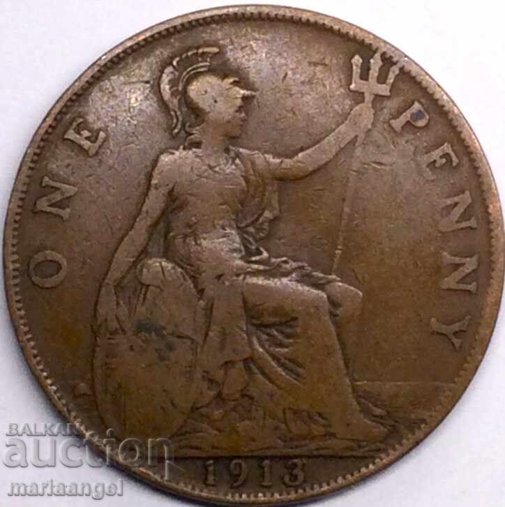 Доставка на 1 пени 1913 Великобритания Джордж V бронз