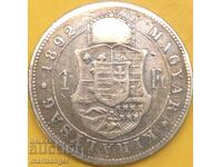 1 forint 1892 Ungaria Kremnitz 29mm 12,12g argint - RARĂ
