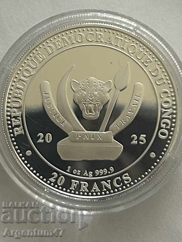 Licitație ARGINT 1 OZ 2025 CONGO - LEU