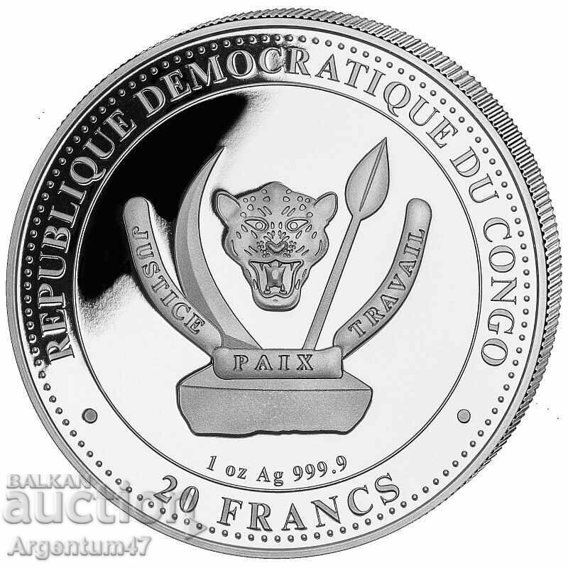 SILVER 1 OZ 2025 CONGO - PREHISTORY MEGALODON with price 161.99 BGN | € 82.82