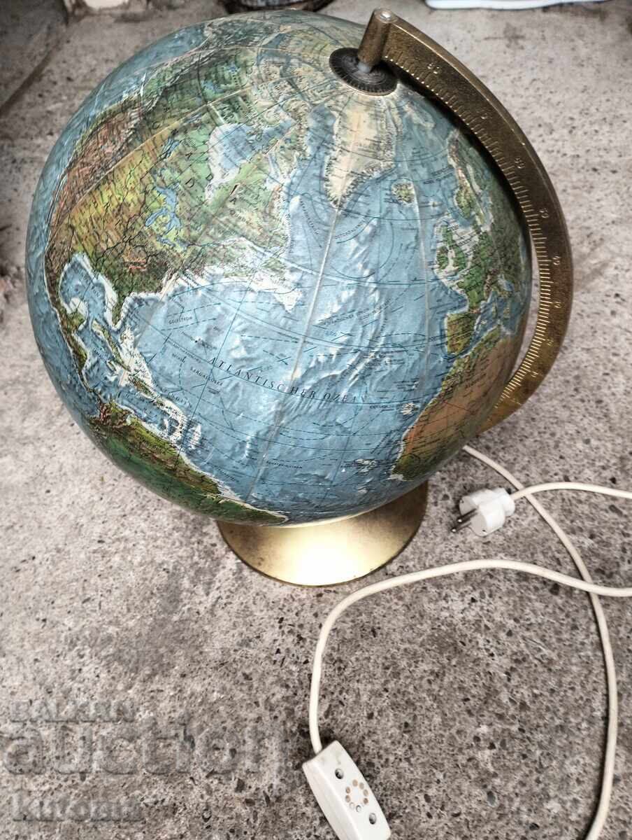 Lampă glob veche cu suport de bronz