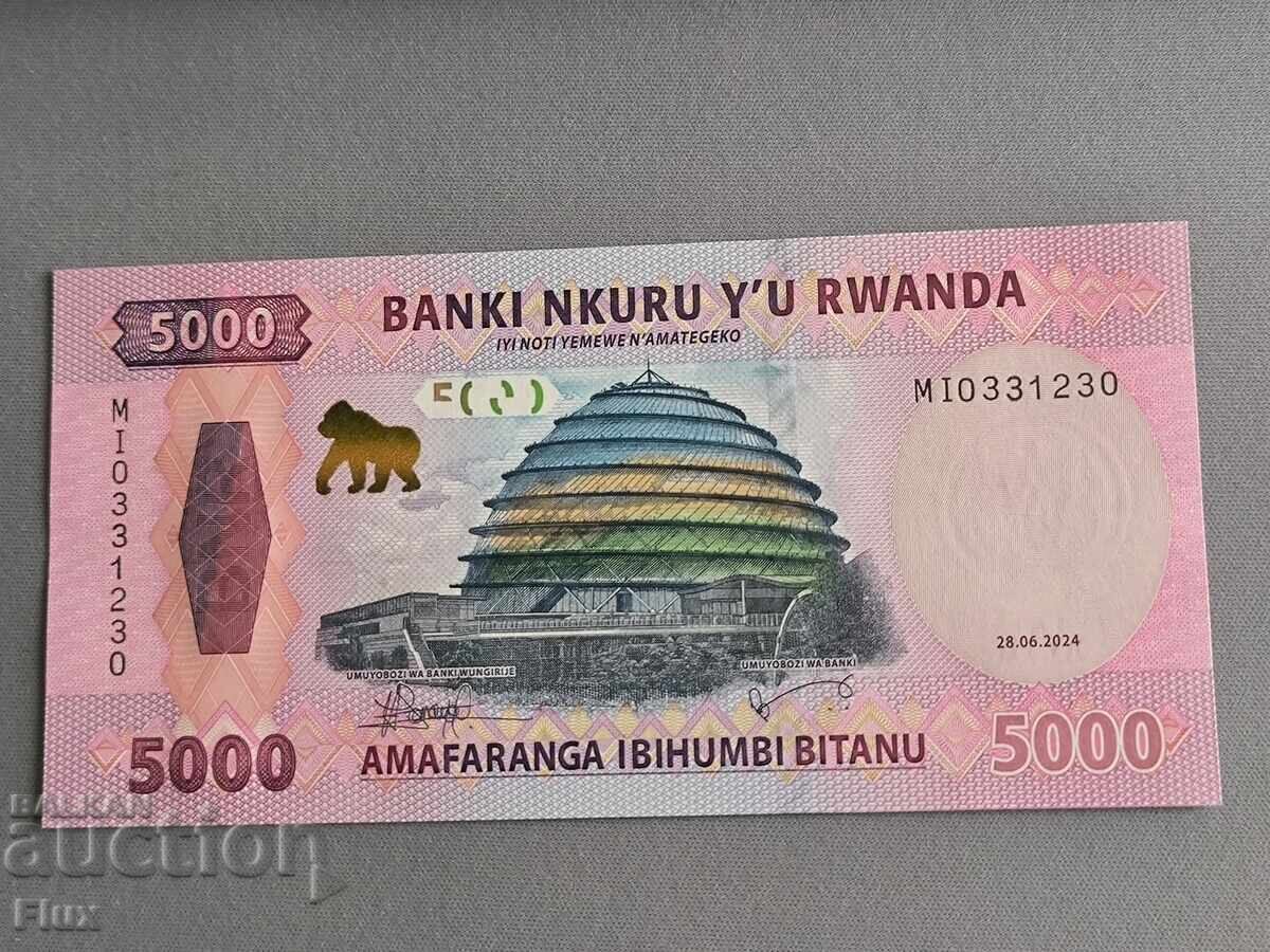 Bancnota - Rwanda - 5000 franci UNC | 2024 cu preț 22.50 BGN | € 11.50