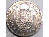 1 forint 1892 Ungaria Kremnitz 29mm 12,12g argint - RARĂ