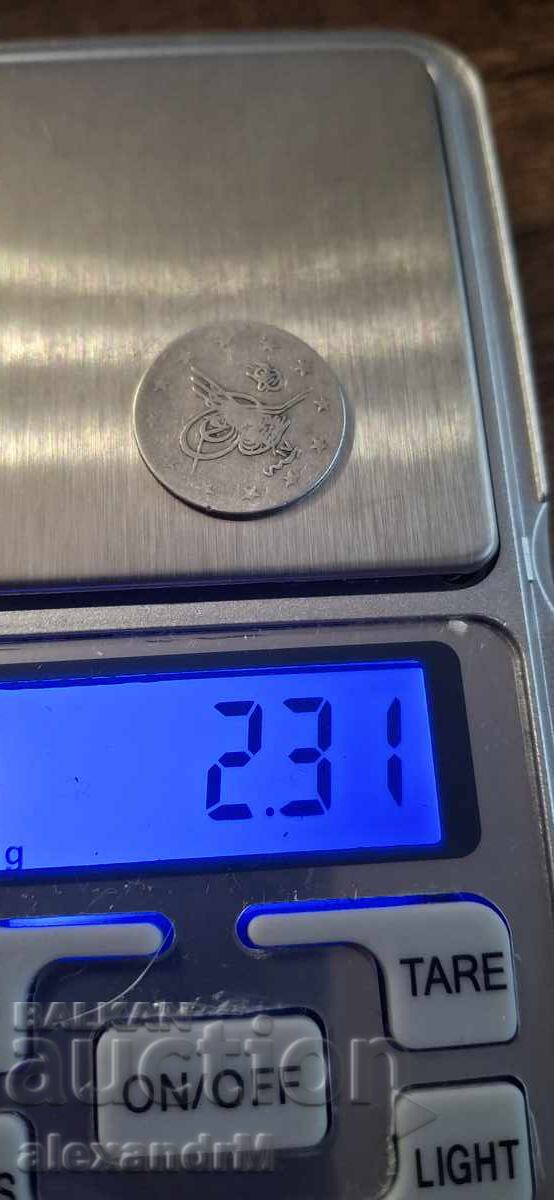 Licitație Imperiul Otoman 2 kuruș 1876/(17), ١٢٩٣/ (١٧)