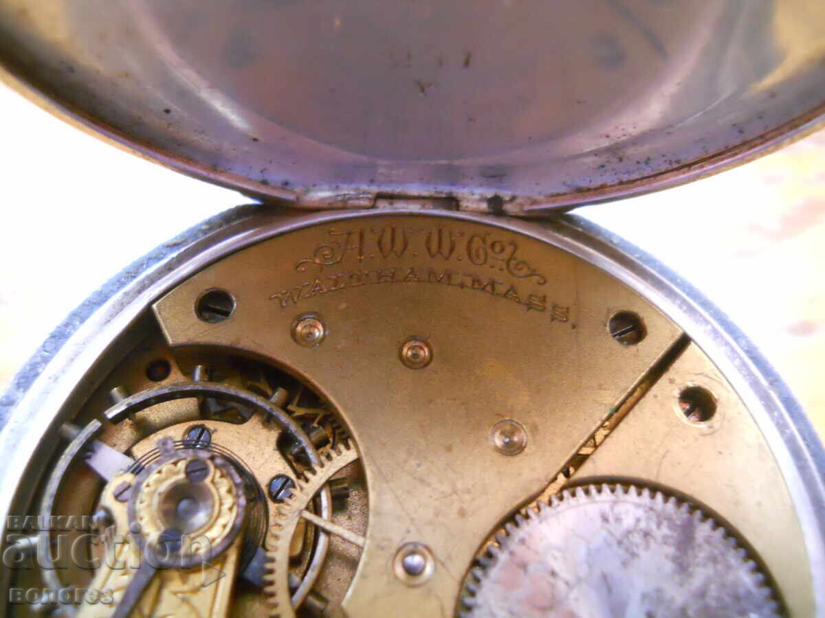 Ceas de buzunar vechi din argint "AWWCo" SUA - nu funcționează - 5 Ceas de buzunar vechi din argint "AWWCo" SUA - nu funcționează - 5