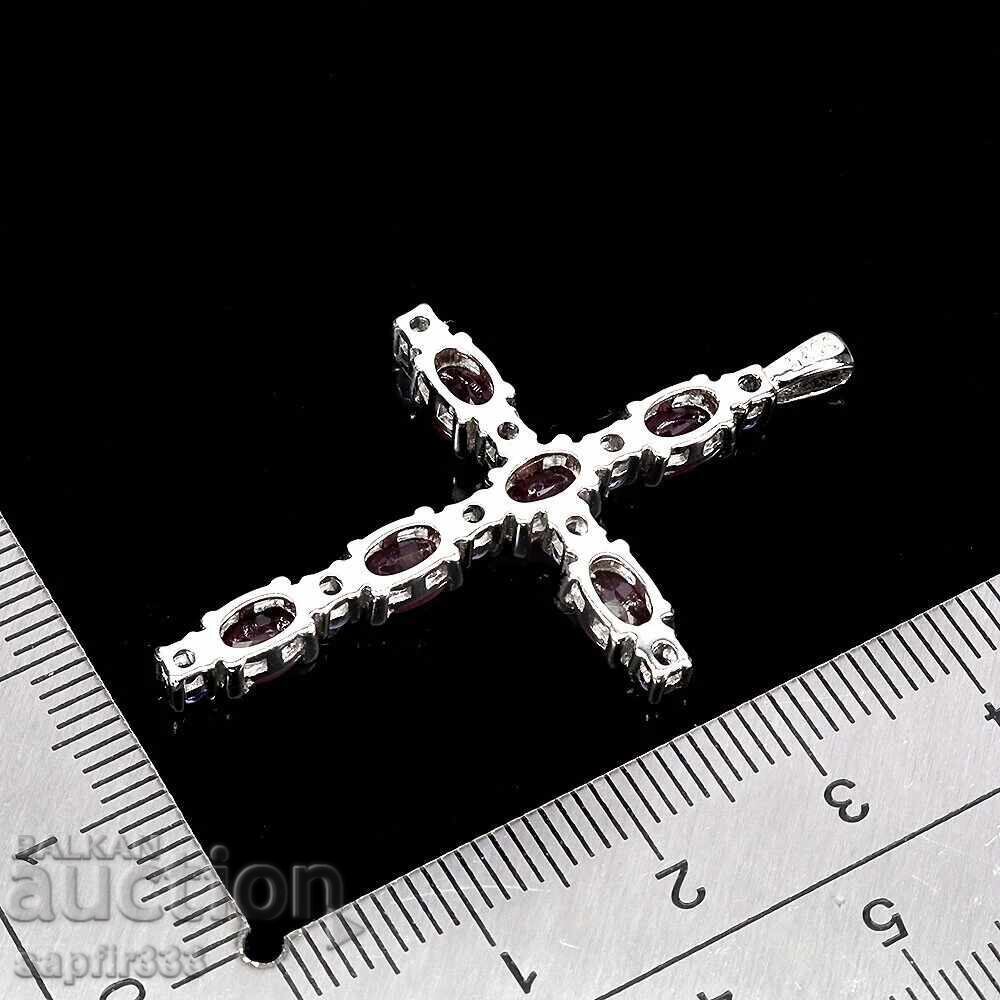 Аукцион ИЗЯЩЕН МЕДАЛЬОН КРЪСТ  ЕСТЕСТВЕНИ РУБИНИ И ТАНЗАНИТИ