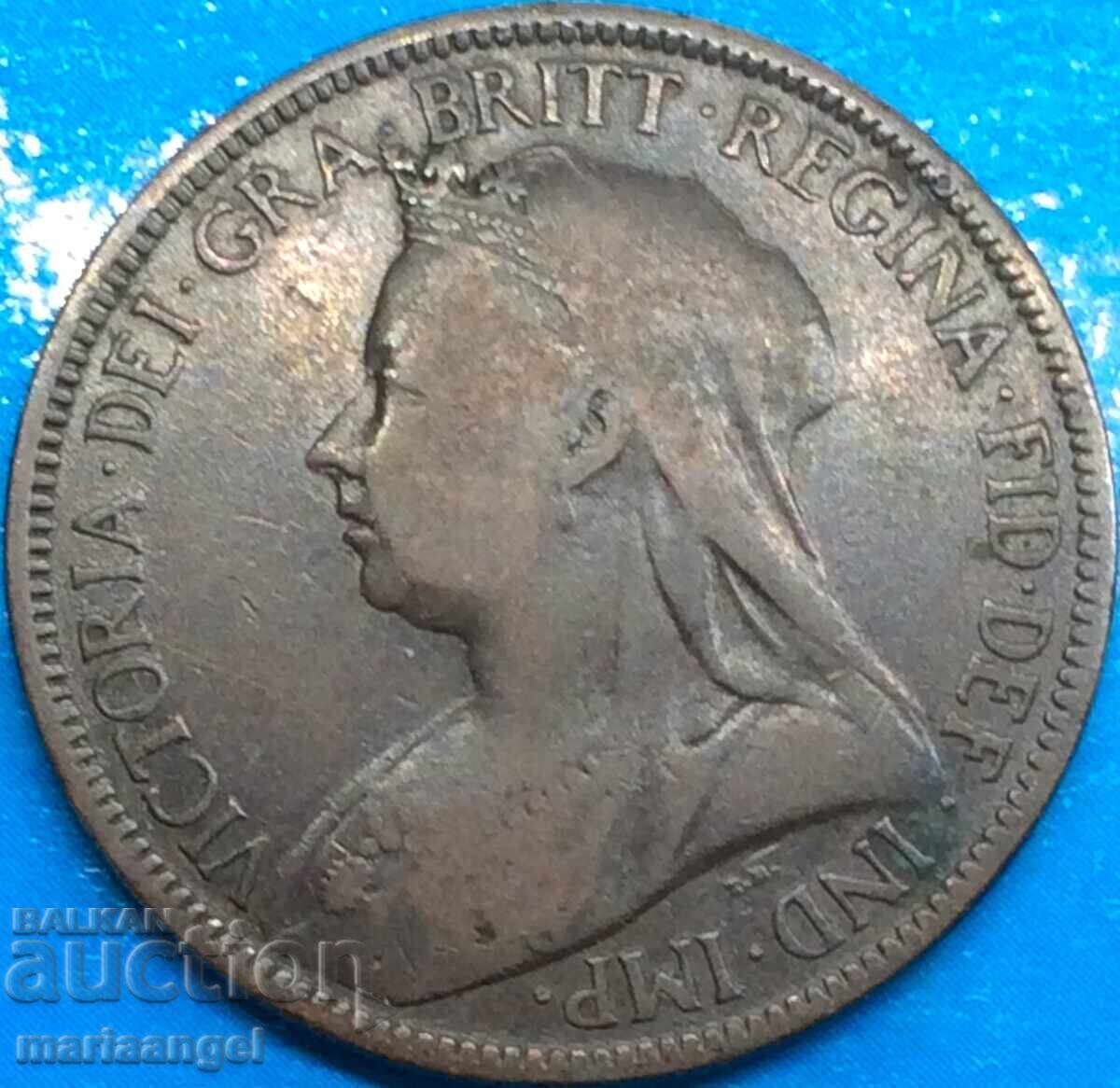 1/2 πένι 1896 Ηνωμένο Βασίλειο Βικτώρια χαλκός σπάνιο - 6