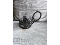 Стар антикварен подстакан с антикварна чаша