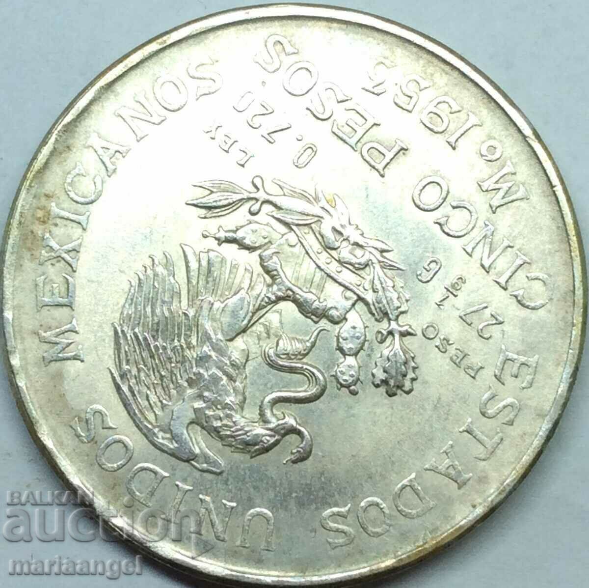 Livrarea Mexic 5 pesos 1953 27,72g argint 0.720 Livrarea Mexic 5 pesos 1953 27,72g argint 0.720