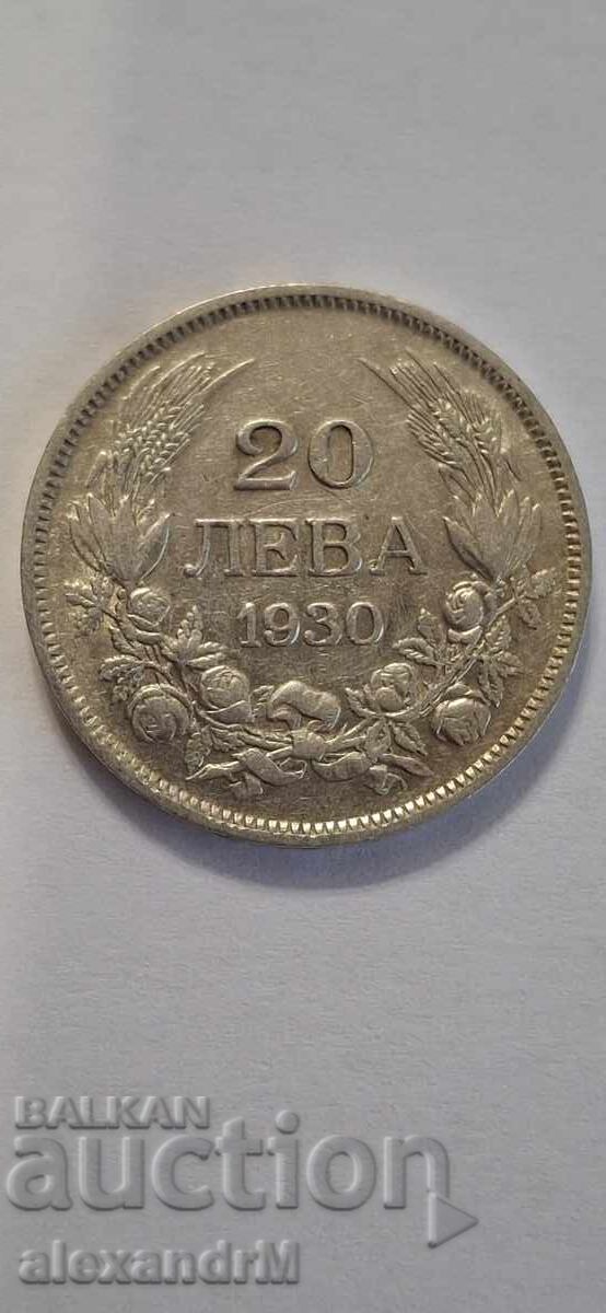 България 20 лева 1930 г. Сребро. България 20 лева 1930 г. Сребро.