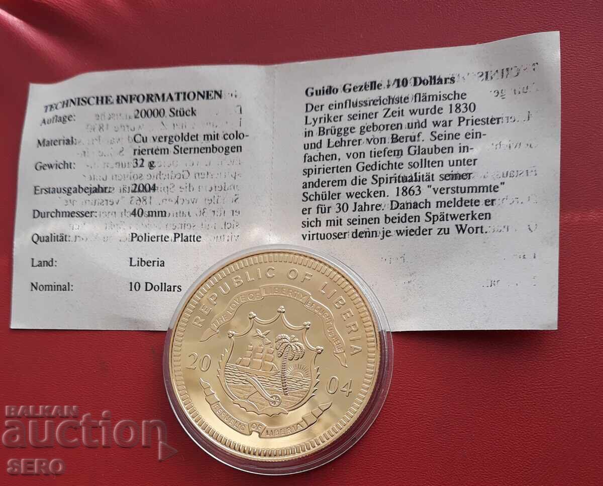 Liberia - 10 dolari 2004 - Belgia cu preț 7.01 BGN | € 3.58