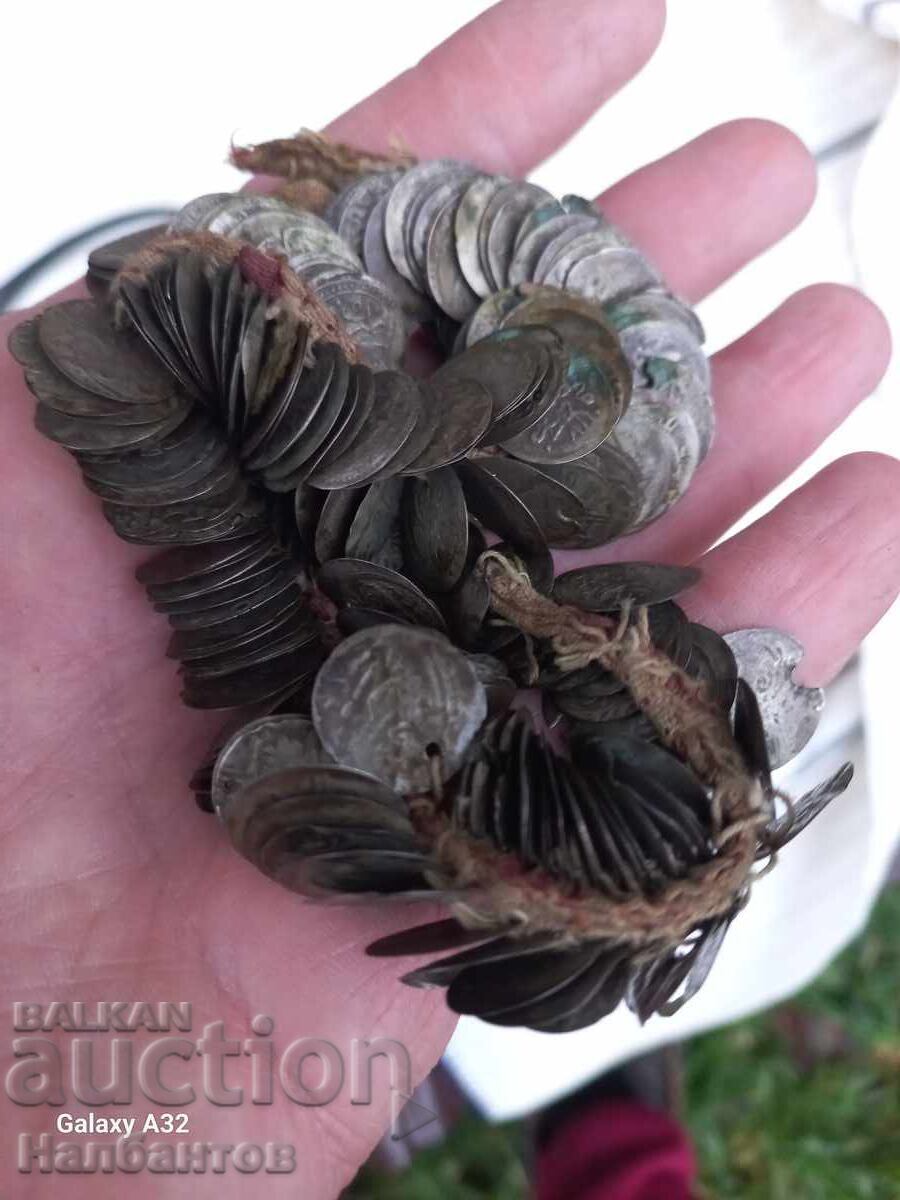 СТАР ЖЕНСКИ СРЕБЪРЕН НАКИТ ТРЕПКА  НАНИЗ АКЧЕТА НОСИЯ