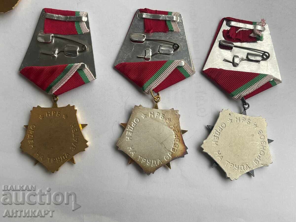 Σπάνιο παράσημο Εργασίας ΛΔΒ, σετ 1ης+2ης+3ης τάξης με τιμή 35.00 BGN | € 17.90