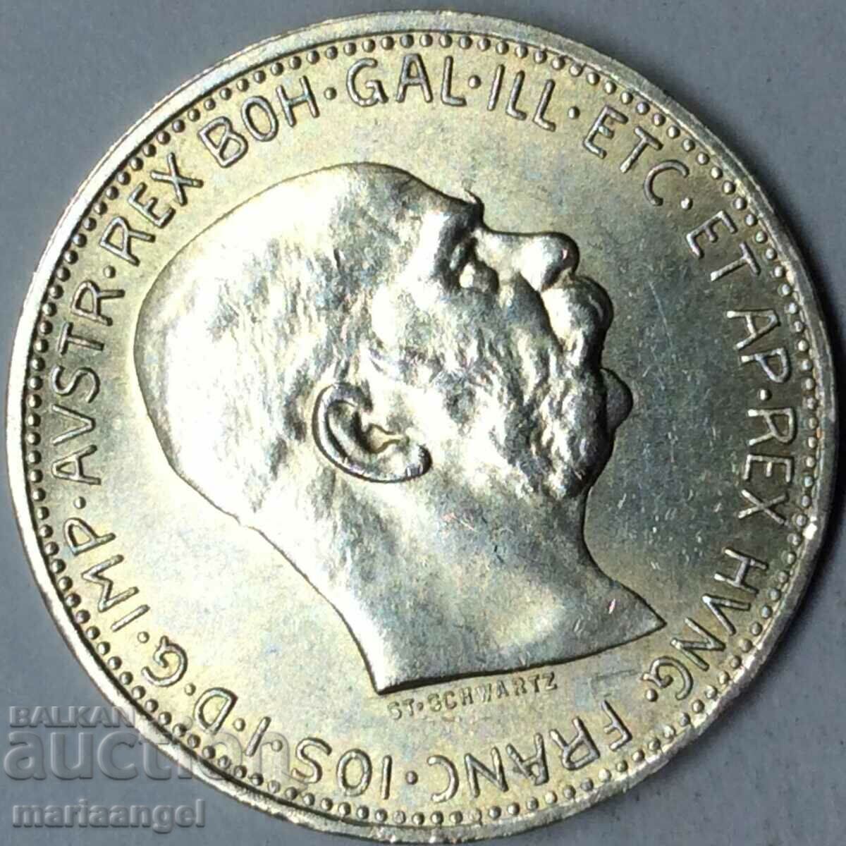 Австрия 1 корона 1915 Франц Йозеф сребро Патина - 6