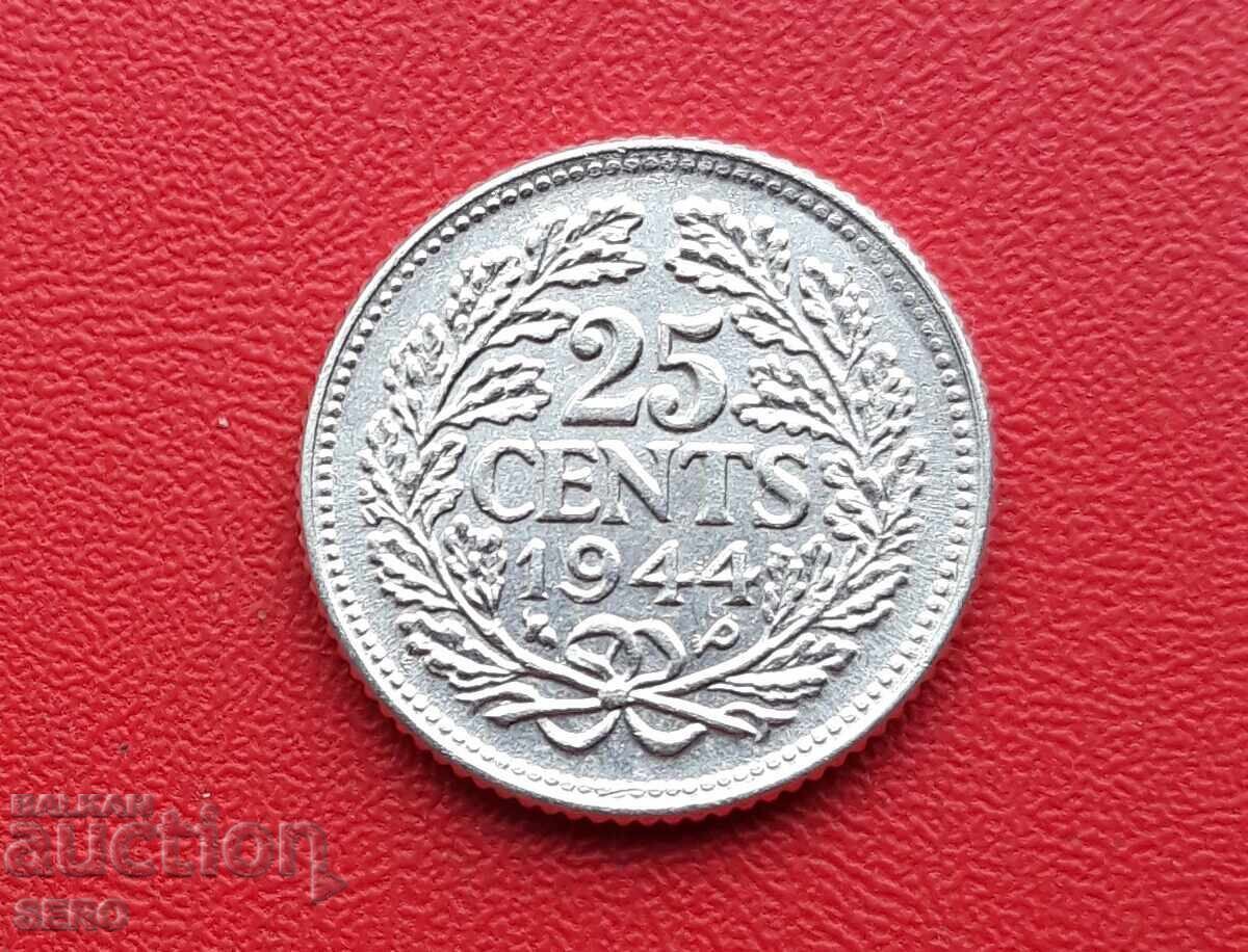 Netherlands - 25 Cents 1944 - Silver Netherlands - 25 Cents 1944 - Silver