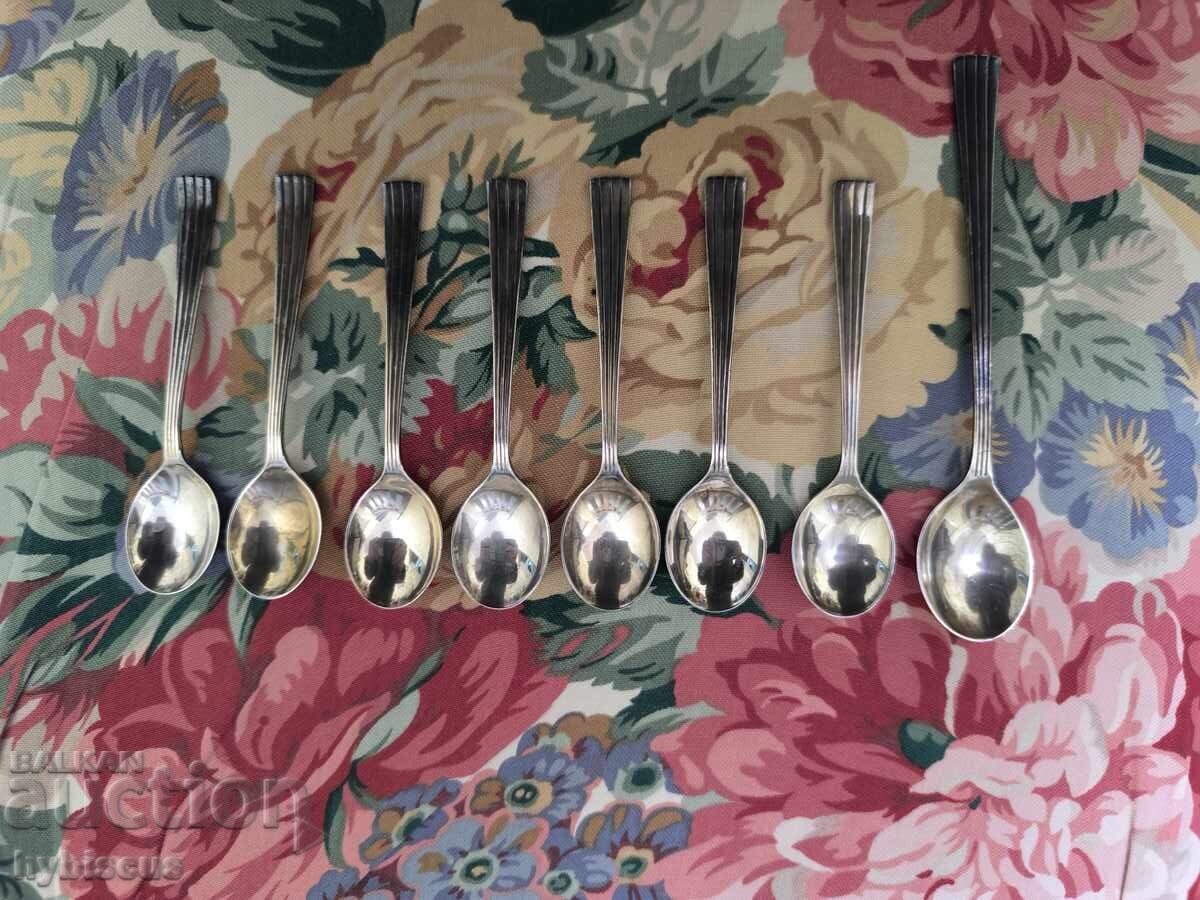 Antique, deeply silver-plated Dutch teaspoons or coffee spoons