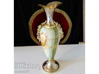 Посребрена ваза,свещник оникс 2.2 кг.,месинг.