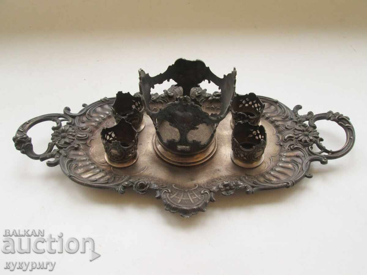 Красив стар поднос за кана гарафа с чашки WMF B I/O Красив стар поднос за кана гарафа с чашки WMF B I/O