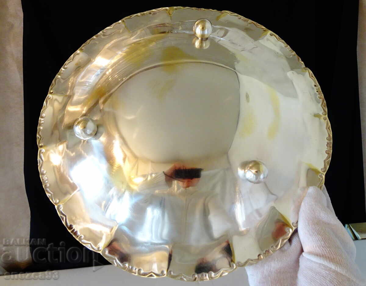 Παράδοση Ασημένια μπρούτζινη φρουτιέρα, σκεύος σερβιρίσματος 26 εκ