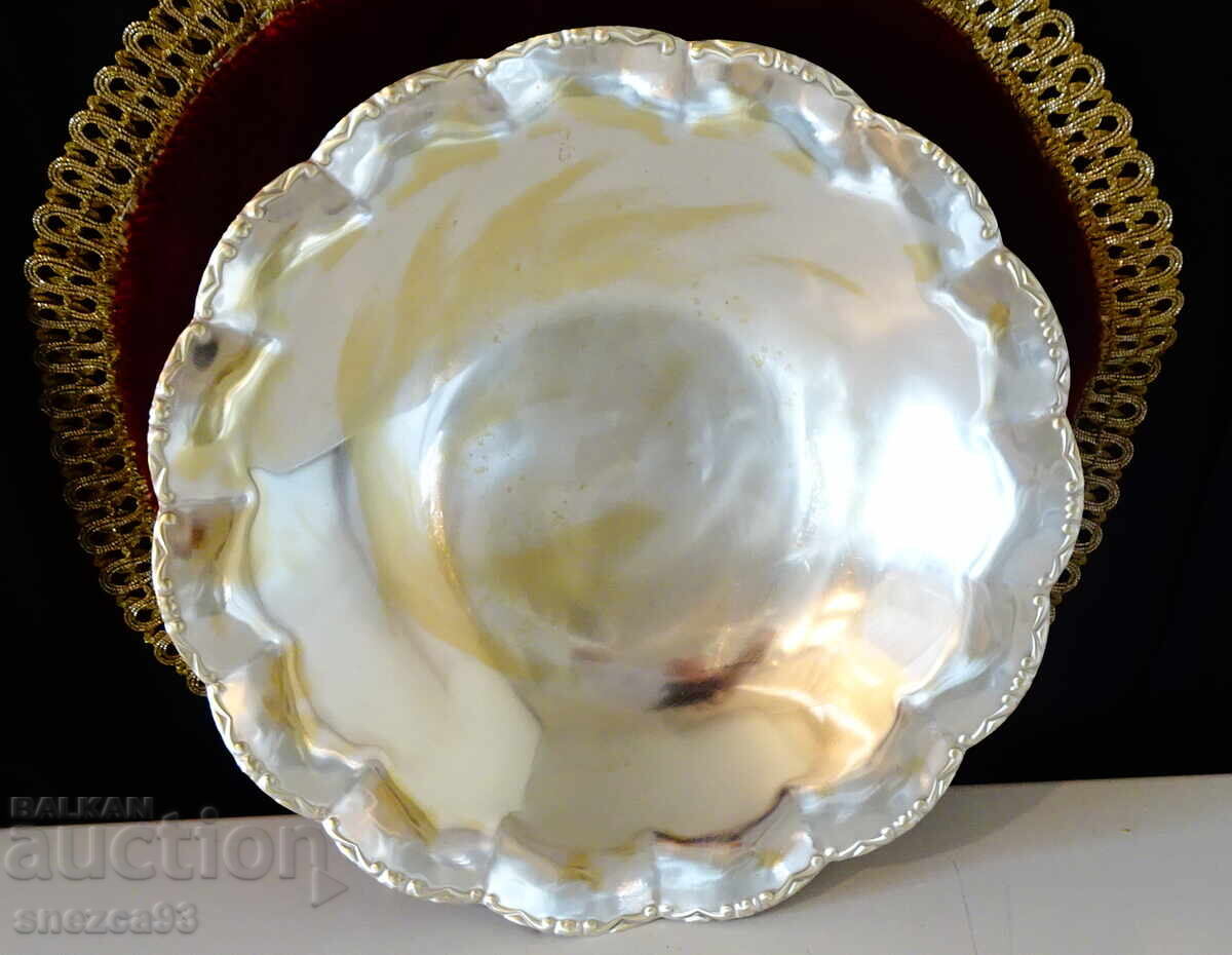 Ασημένια μπρούτζινη φρουτιέρα, σκεύος σερβιρίσματος 26 εκ