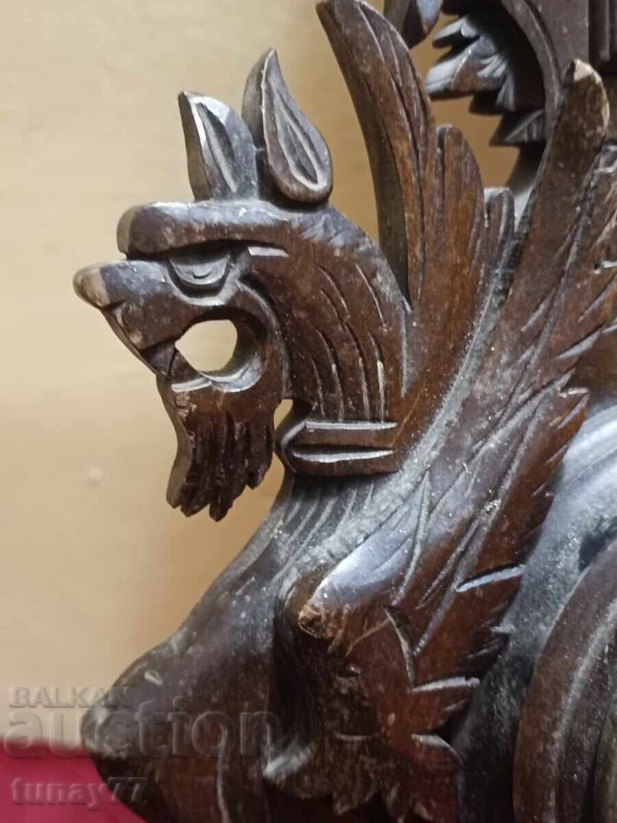 Livrarea Barometru francez antic cu termometru, sculptat în lemn Livrarea Barometru francez antic cu termometru, sculptat în lemn