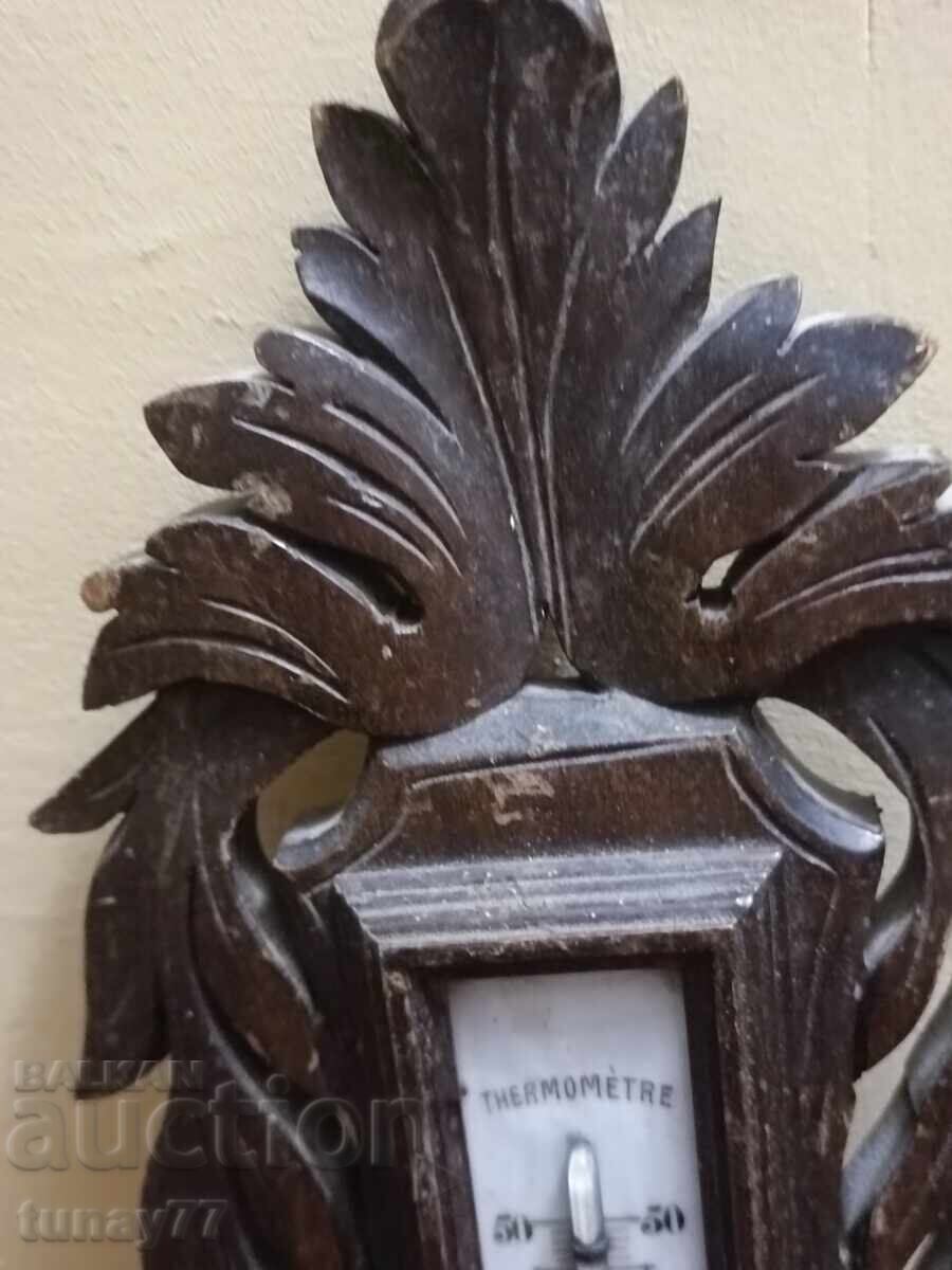 Barometru francez antic cu termometru, sculptat în lemn - 7 Barometru francez antic cu termometru, sculptat în lemn - 7